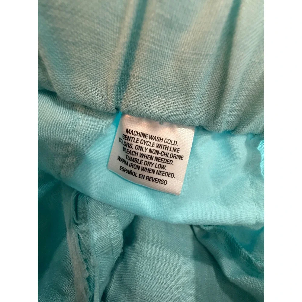 Charter Club Luxury Linen Light Blue Drawstring Straight Leg Pants Womens 16‎